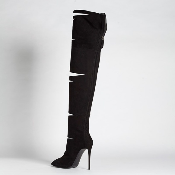 NWT Giuseppe Zanotti Black Suede Over Knee Boots - Picture 3 of 6